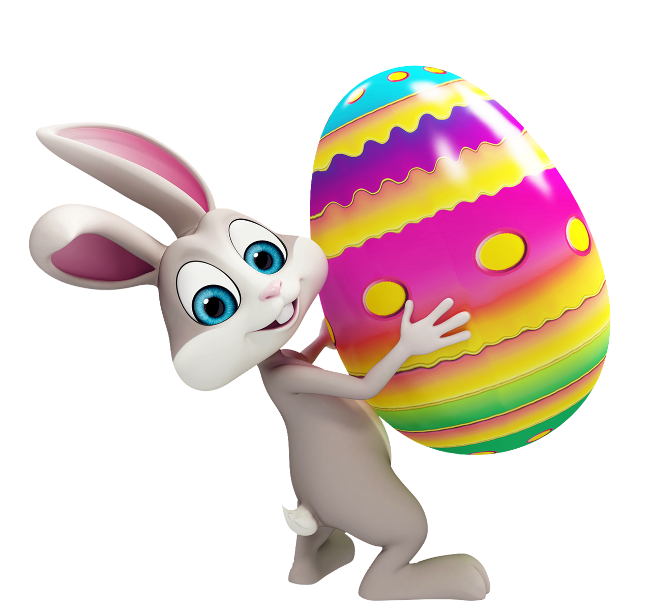 Happy easter bunny with colorful egg clipart background