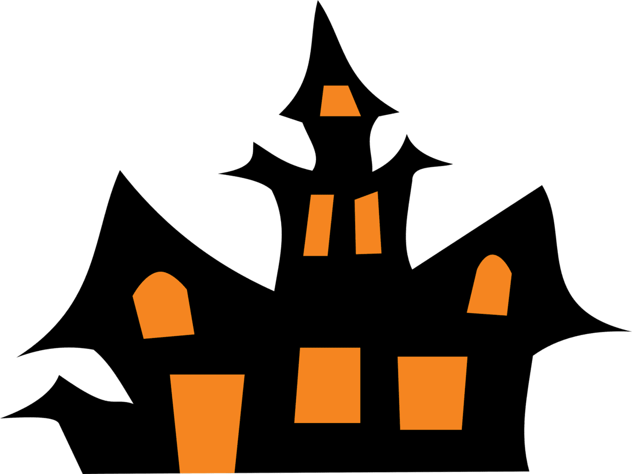 Happy halloween haunted house clipart logo