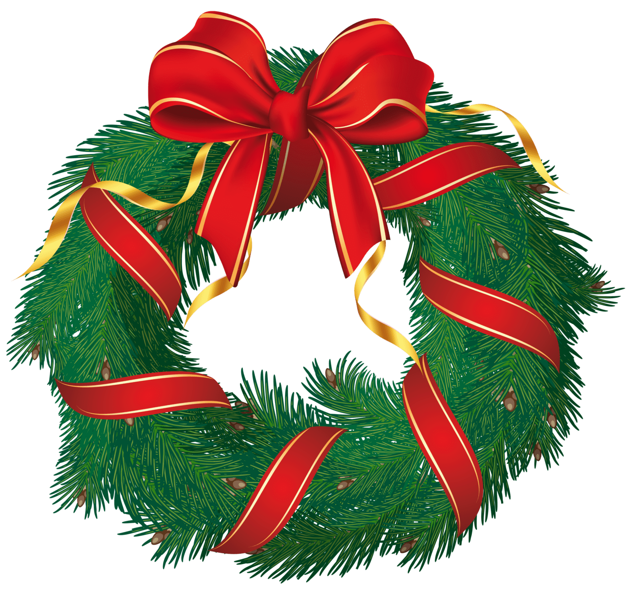 Christmas wreath with red bow clipart photo