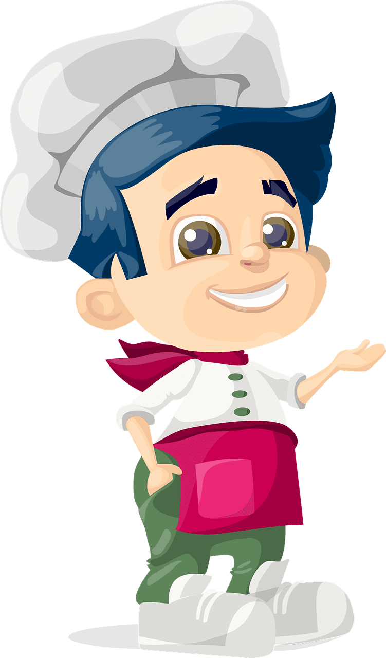 Cooking cook boy kid vector graphic clipart