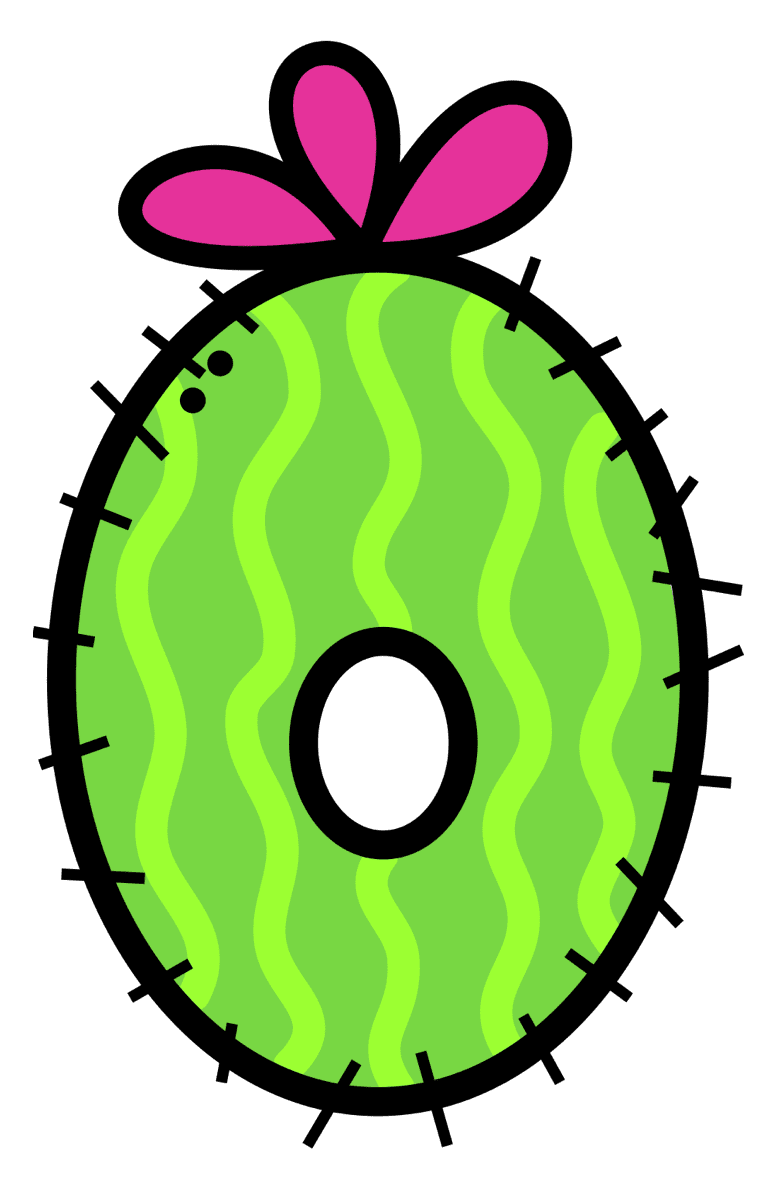 Green and pink cactus with flower clipart photo