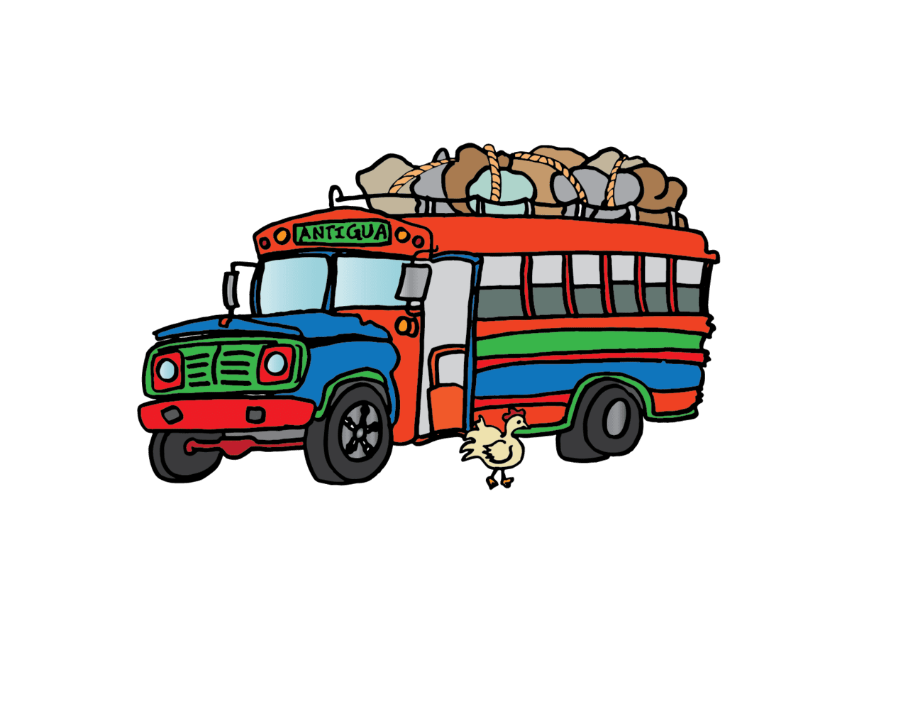 Chicken bus by darlene davidge art enamel clipart background