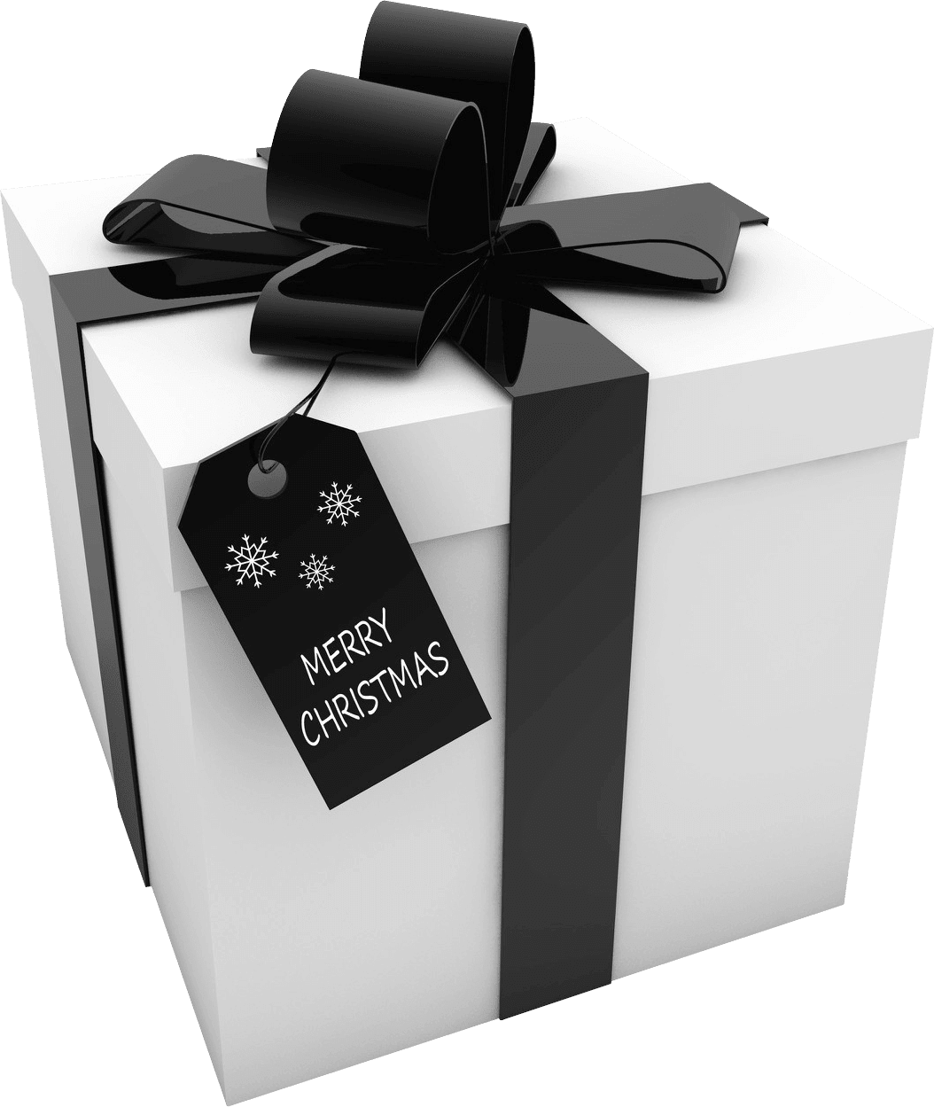 Gift white box black ribbon happy christmas clipart vector