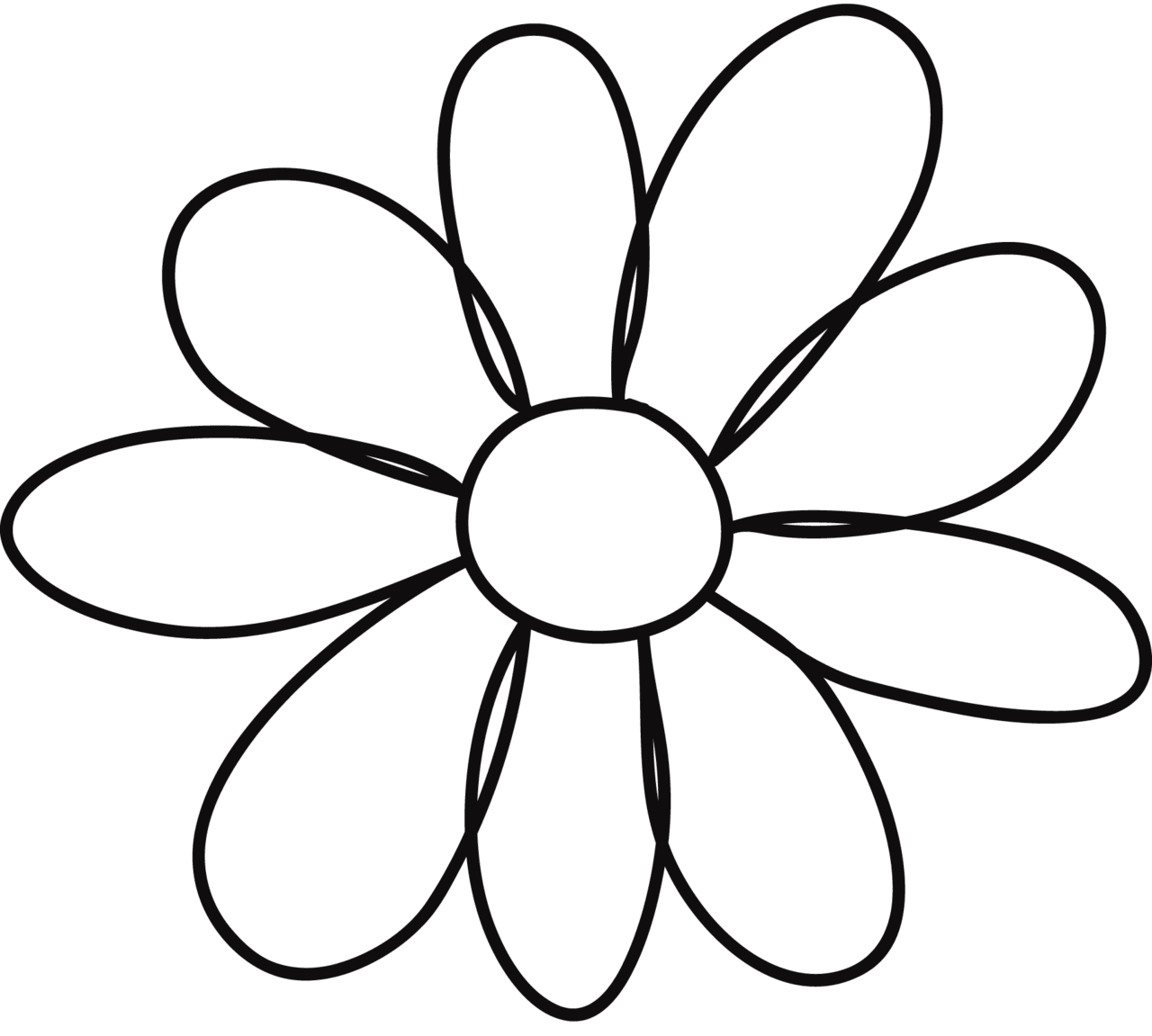 Flower black and white petal template clipart best free