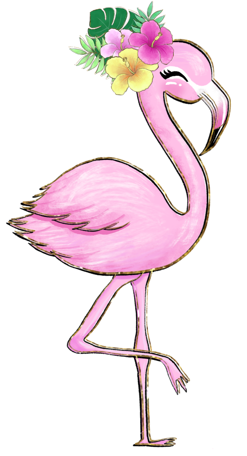 Flamingo pin page clipart free