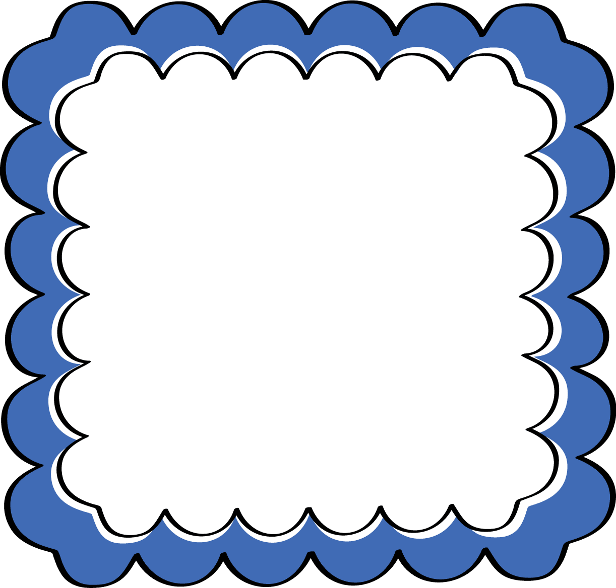 Border blue scalloped frame clipart frames free