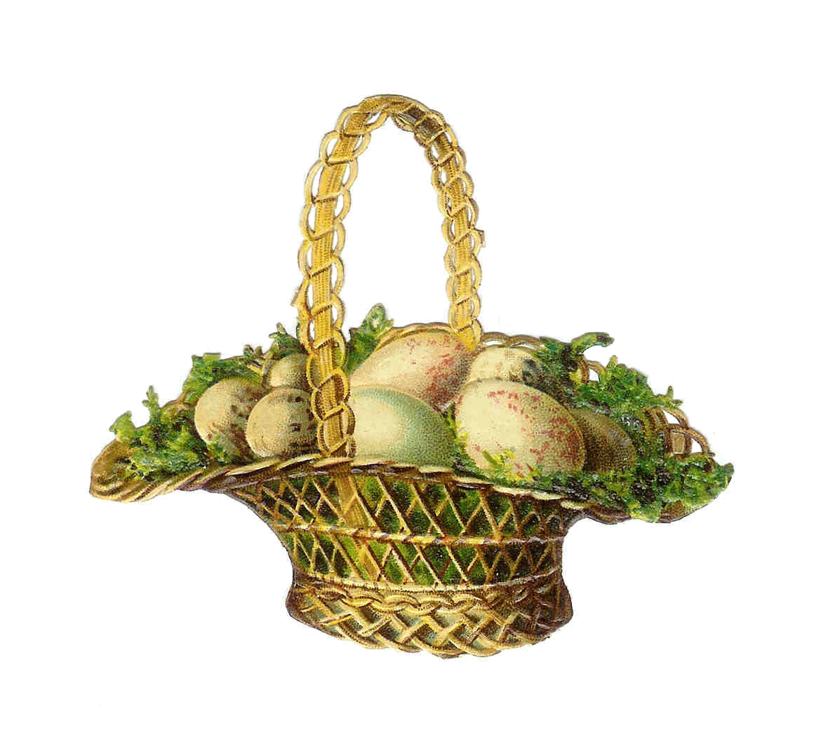 Easter egg clipart vintage basket victorian die cut from scrapbook vector