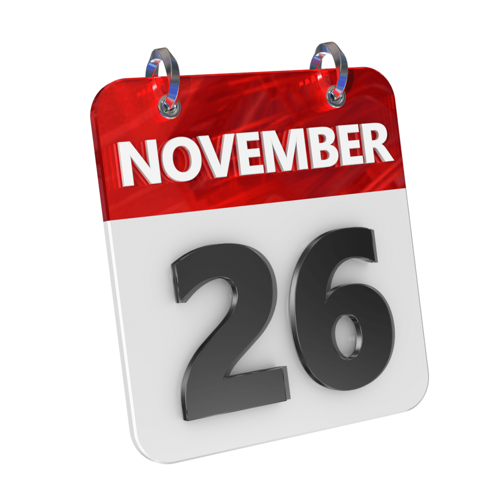 November date isolated shiny and glossy rendering month day name schedule history clipart picture