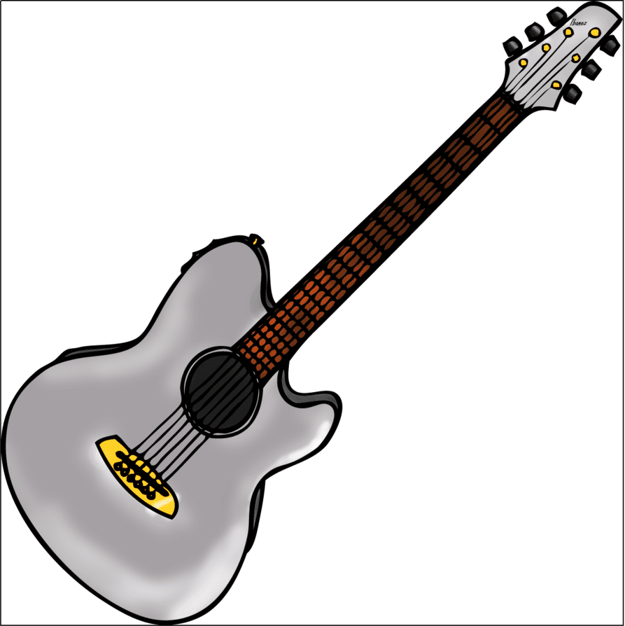 Guitar line drawing clipart image