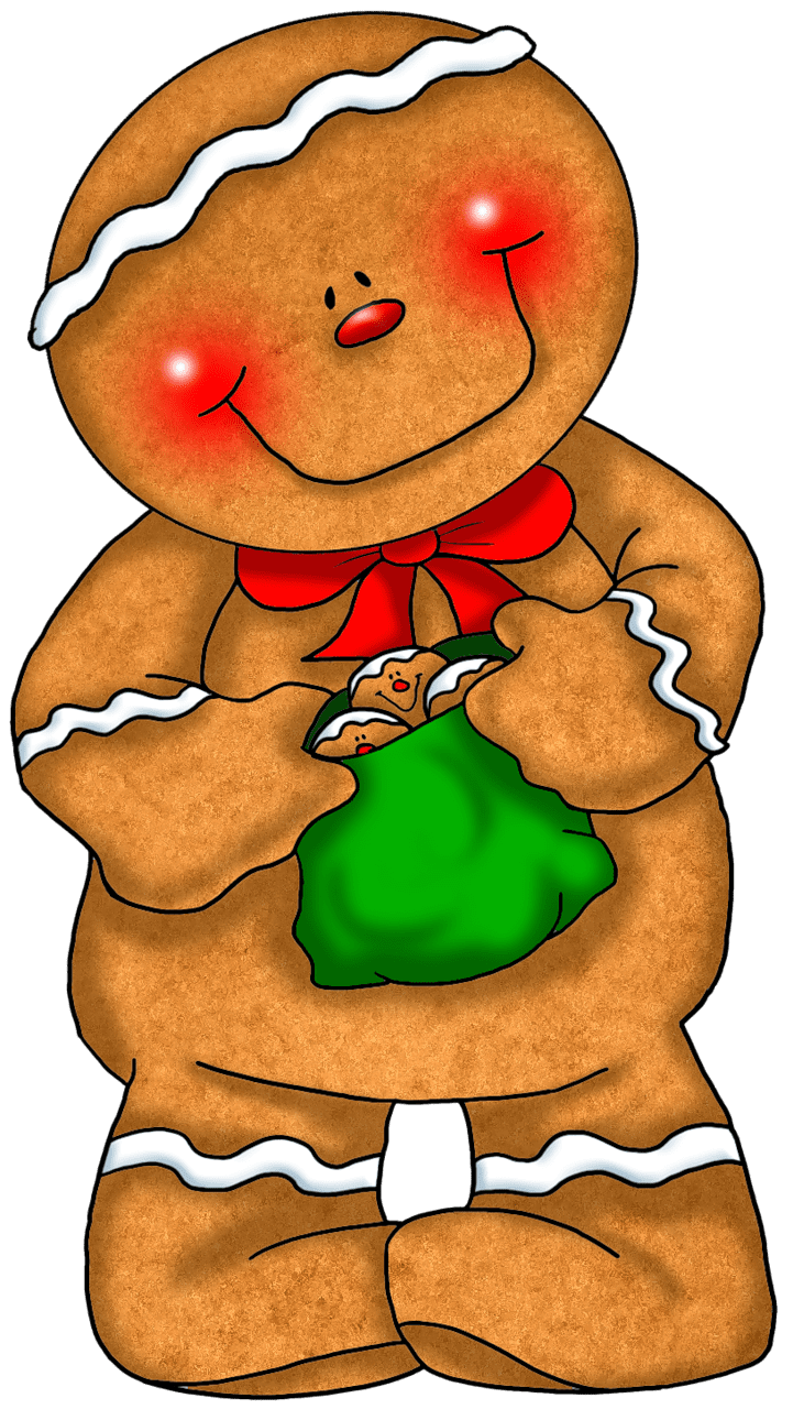 Cookie gingerbread with green bag clipart transparent