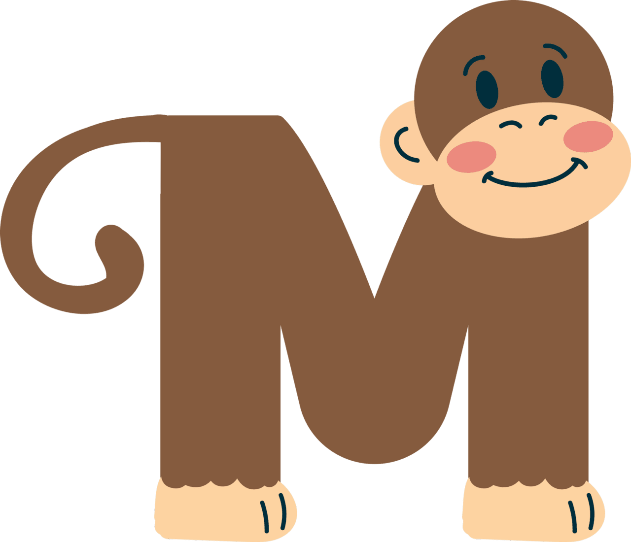 Monkey animal alphabet image clipart