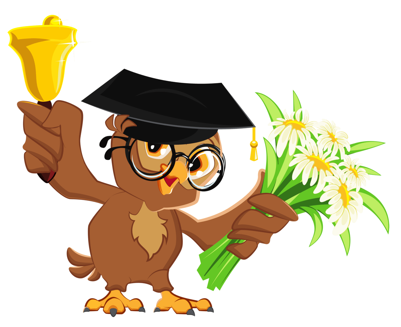 Teacher owl with school bell clipart picture