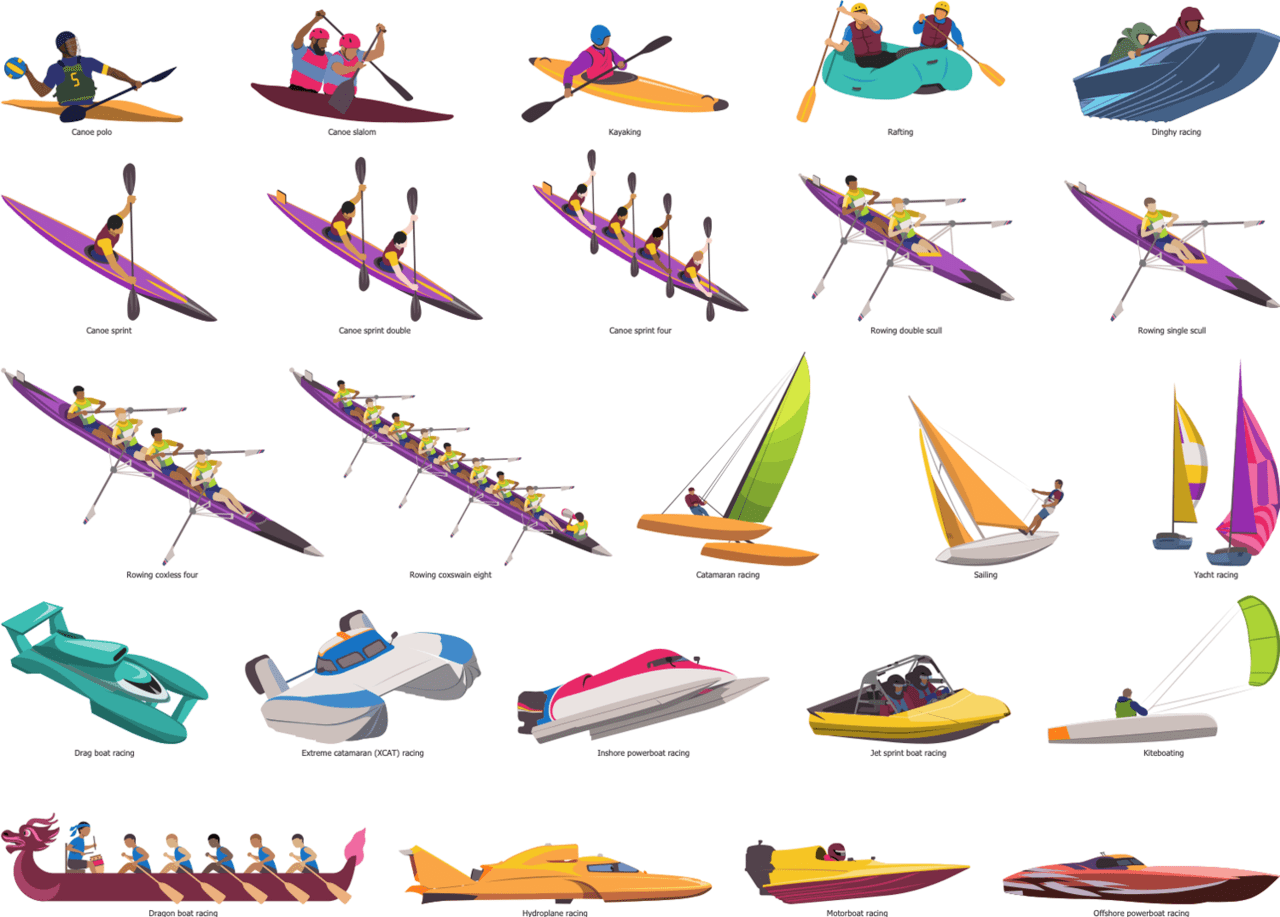 Design elements boat summer sports clipart image