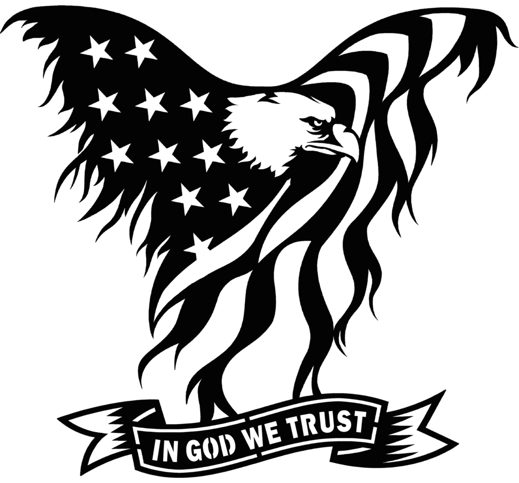 Usa flag eagle in god we trust sign plasma laser dxf cut metal tree wall art graphic clipart vector