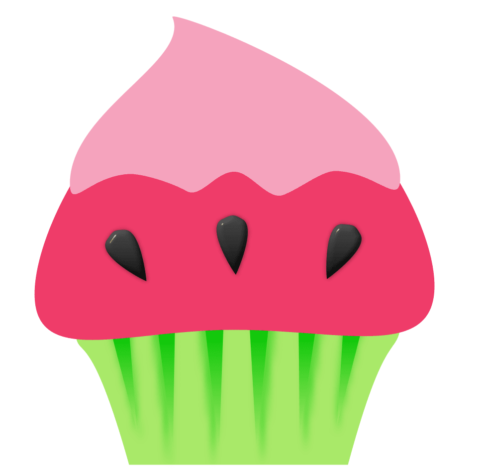 Watermelon cupcake graphic clipart transparent