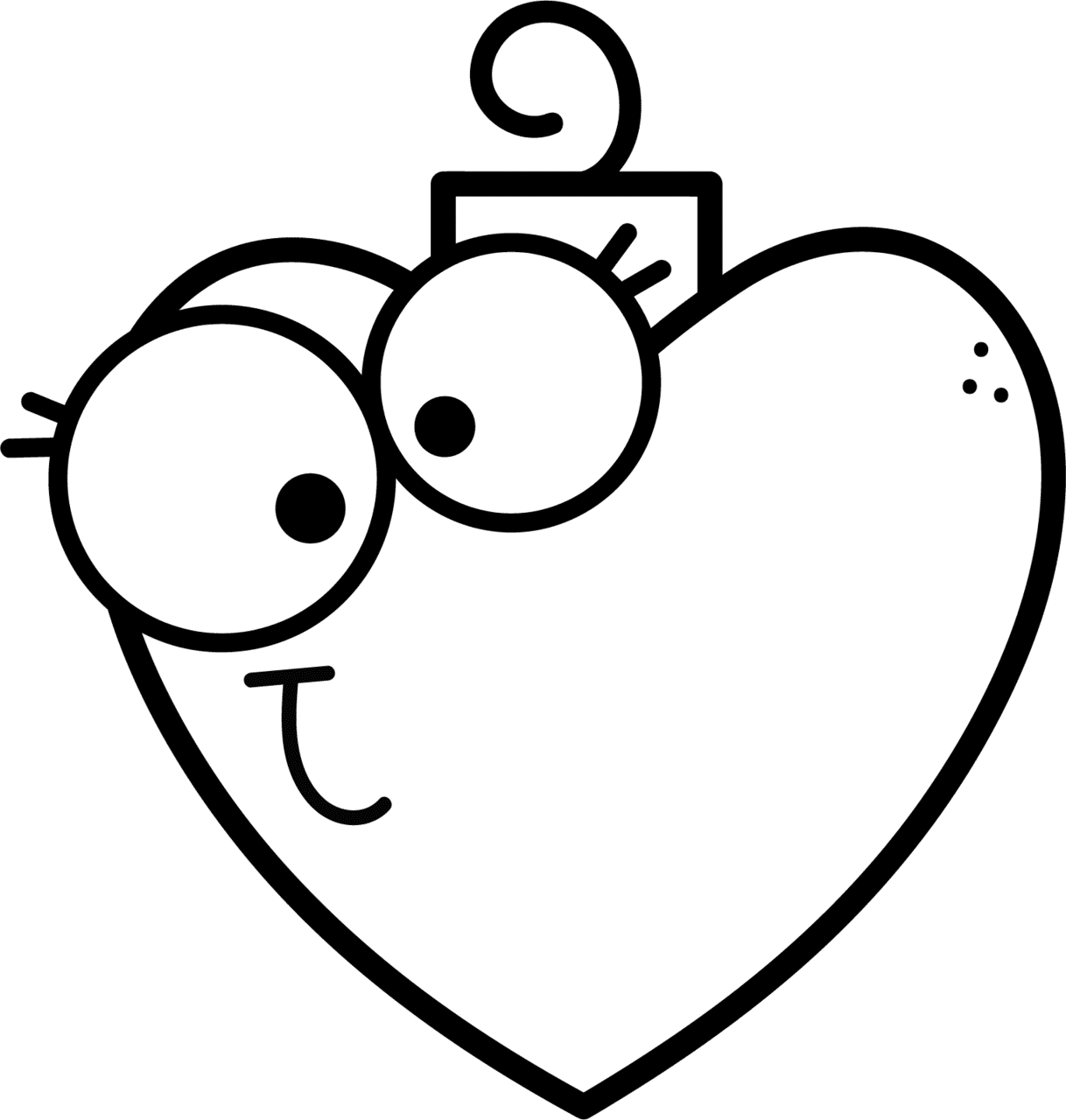 Heart black and white pin page clipart free