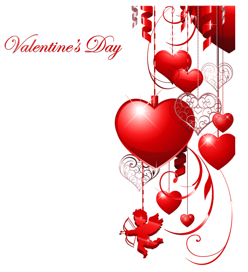 Valentines day decor with hearts and cupid clipart photo