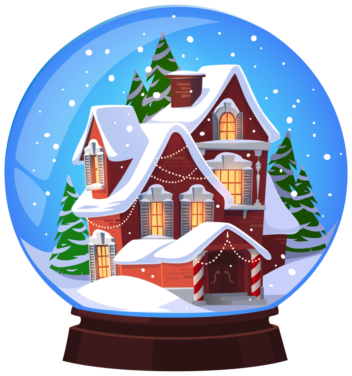 Christmas house snow globe clipart image