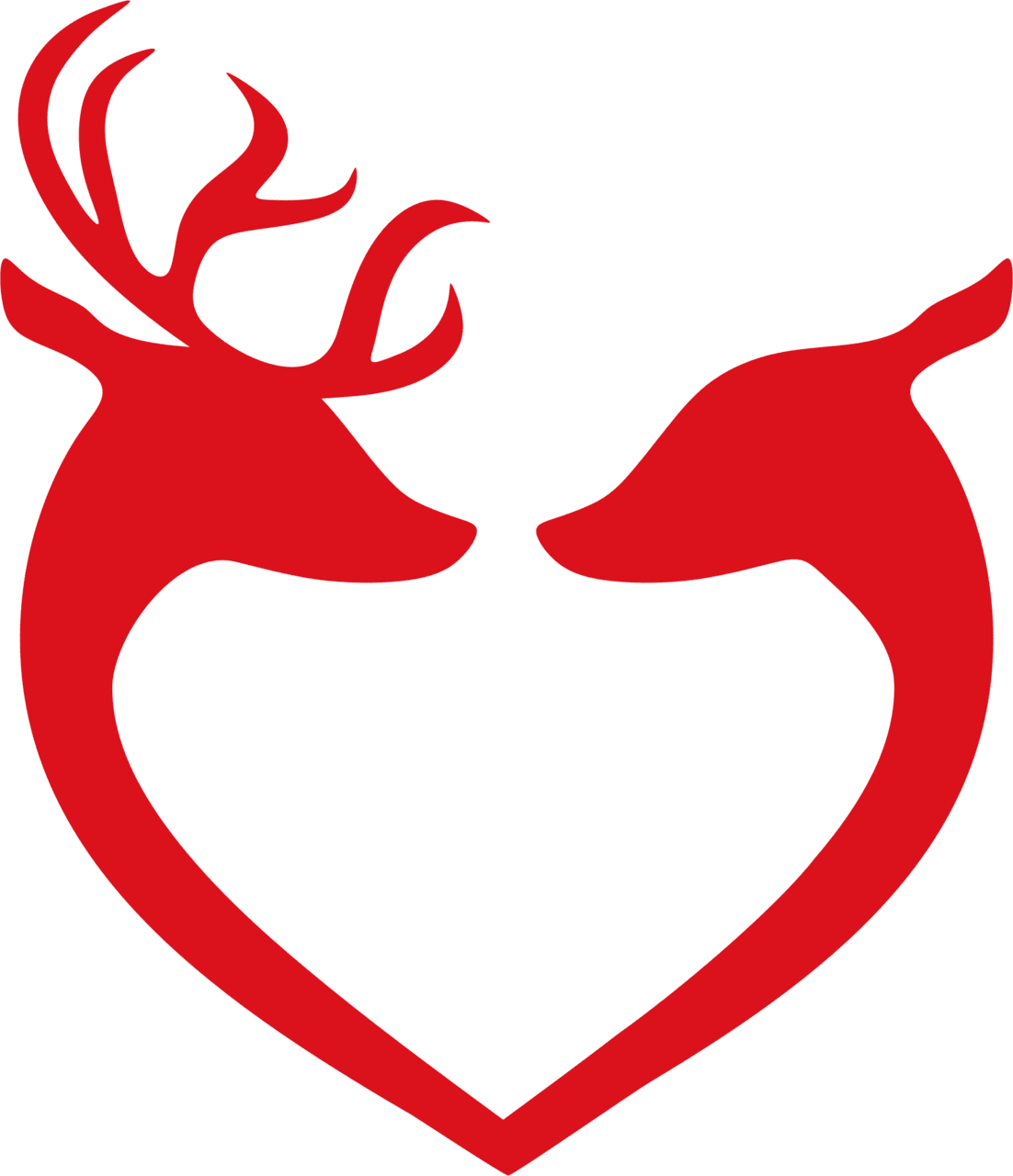 Deer couple heart silhouette clipart logo