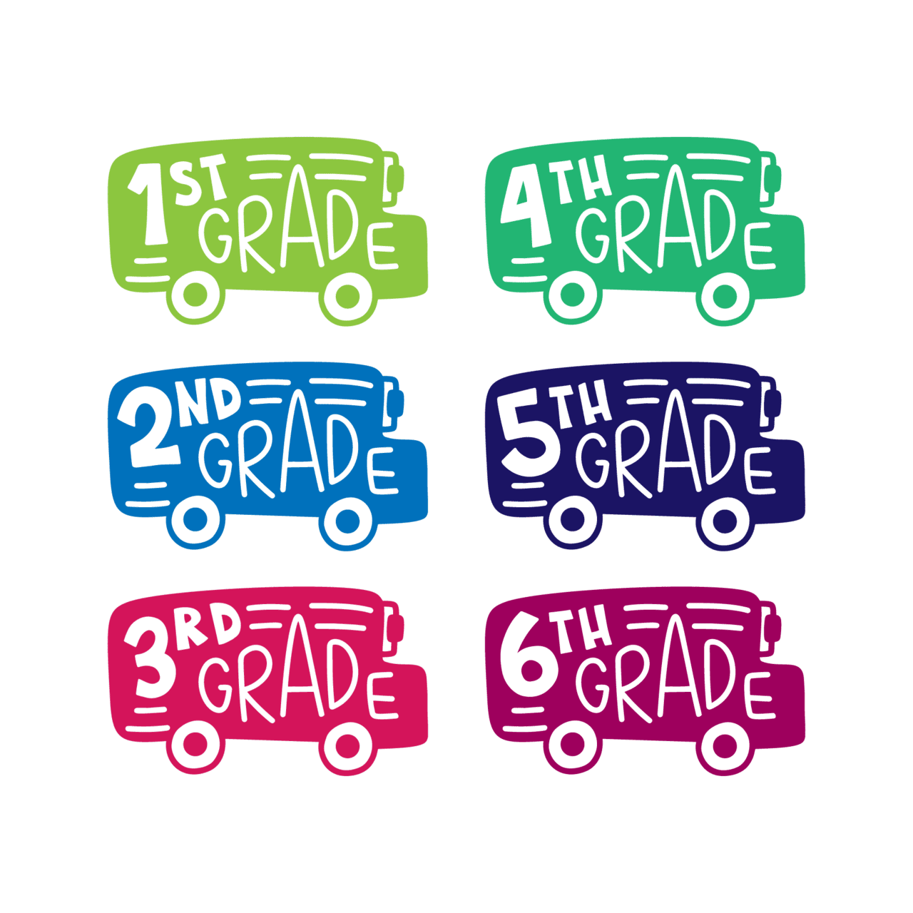 Colorful school bus decals for rd grade clipart photo