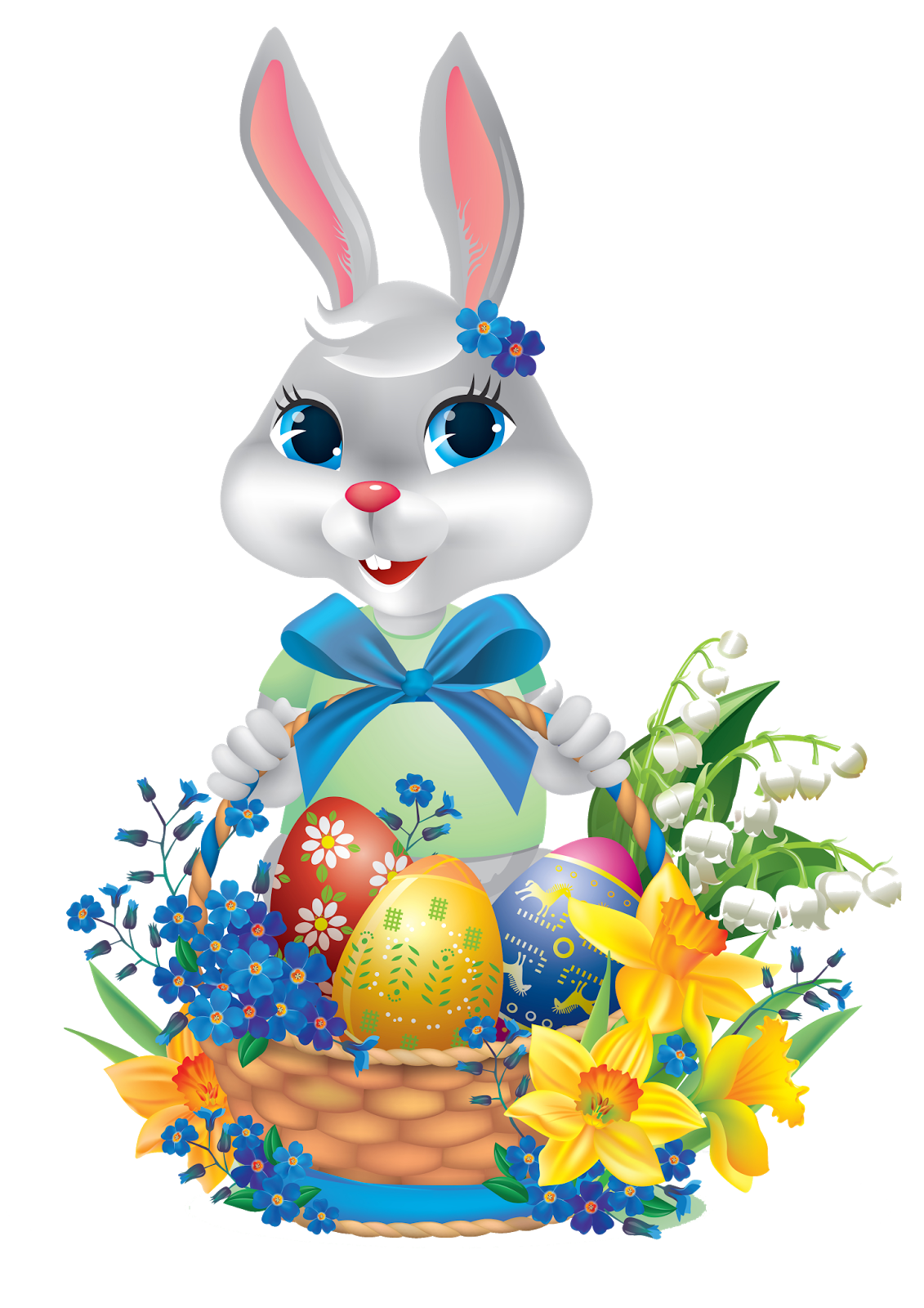 Basket egg easter bunny photo clipart