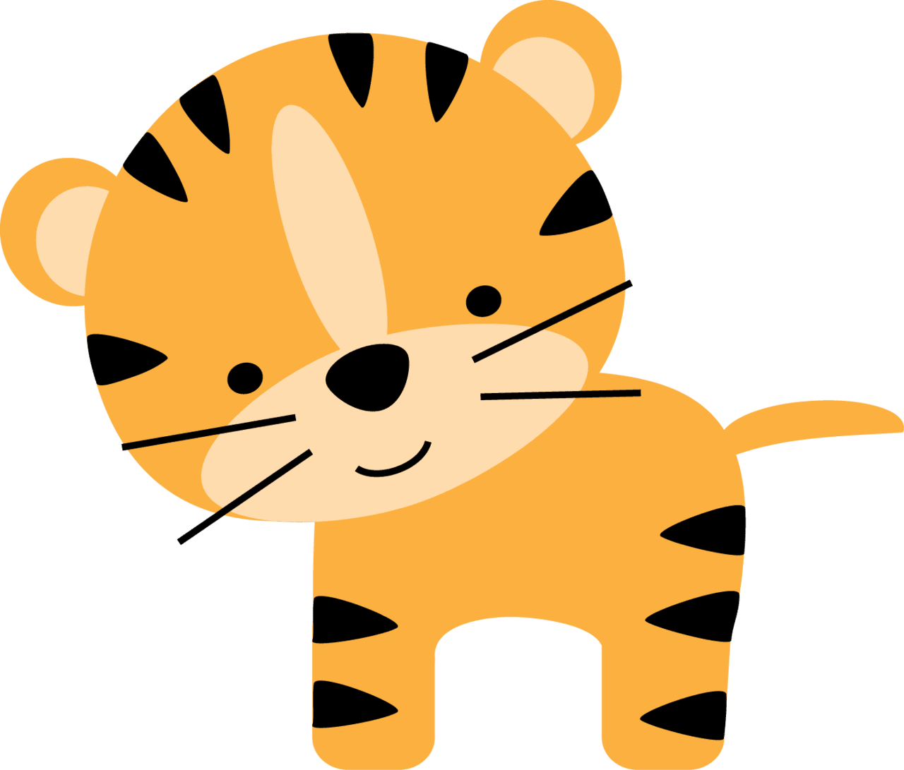 Tiger jungle cartoon transprent yellow snout tail clea clipart background