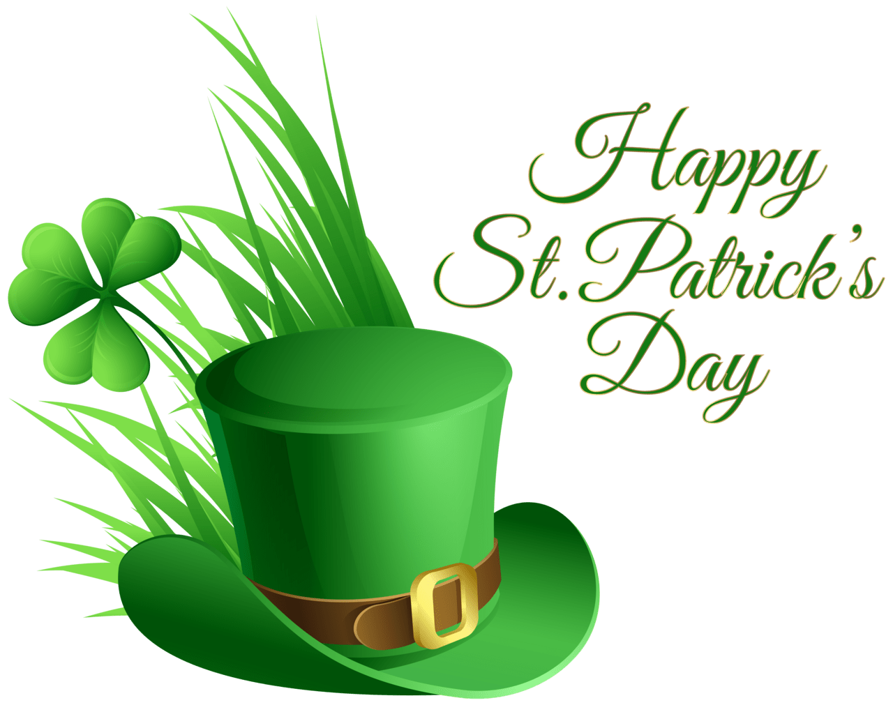 St patricks day hat and shamrock clipart image