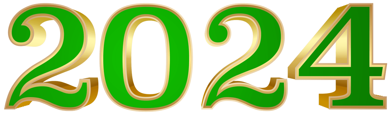 Happy new year 2024 green clipart image