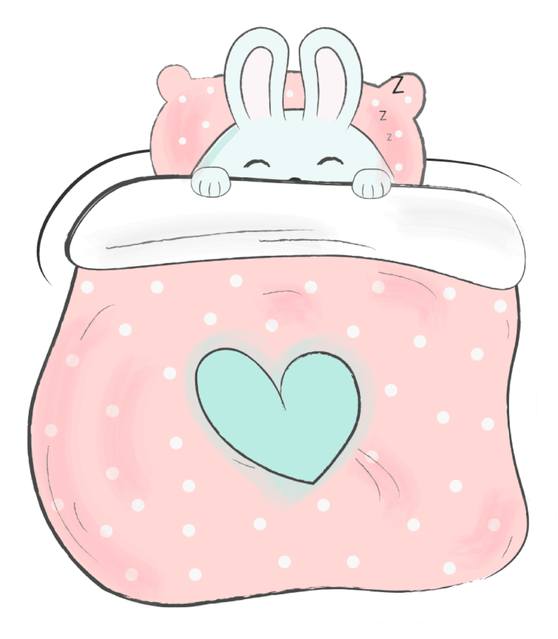 Kawaii cute bunny stickers daily rout bed time clipart vector graphice sleep