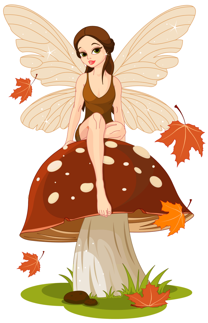 Autumn fairyand mushroom clipart image