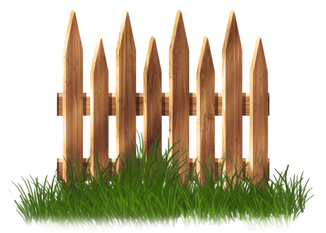 Wooden garden fence with grass clipart image