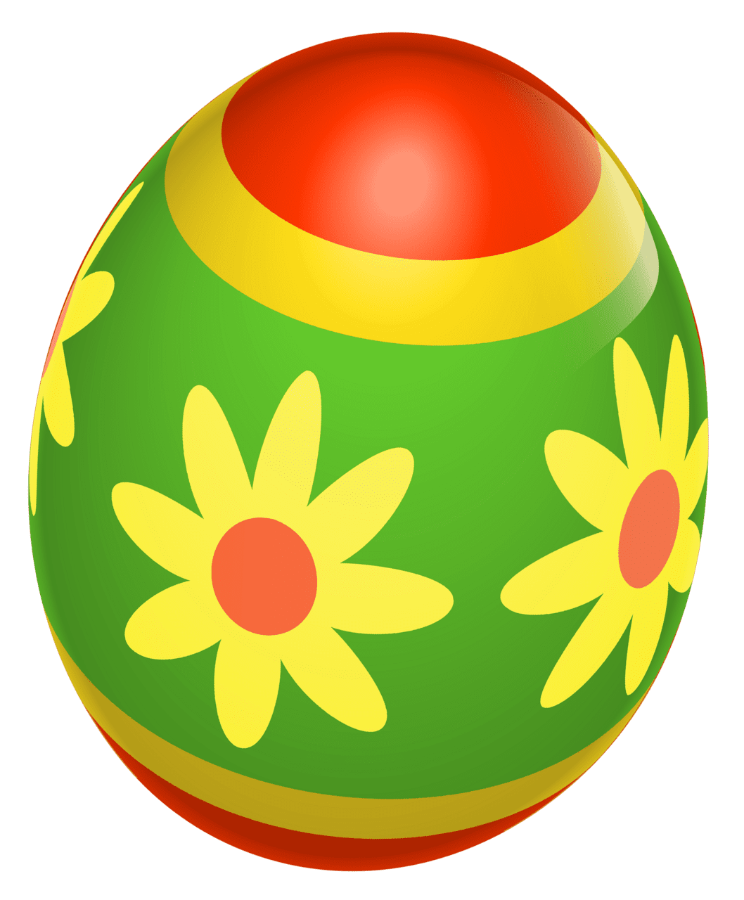 Easter egg red and green with flowers picture clipart