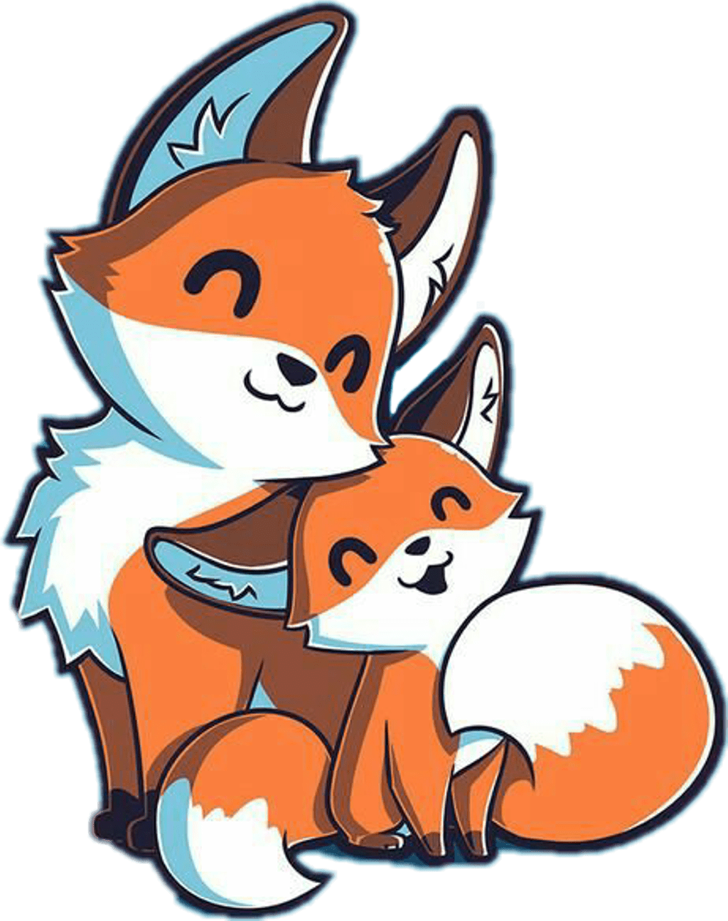 Cute sticker kawaii fox drawings clipart full size pinclipart transparent