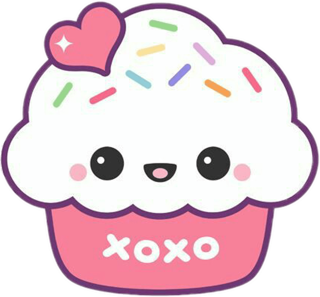 Donut cupkake cake xoxo cute kawaii cupcake with face clipart image