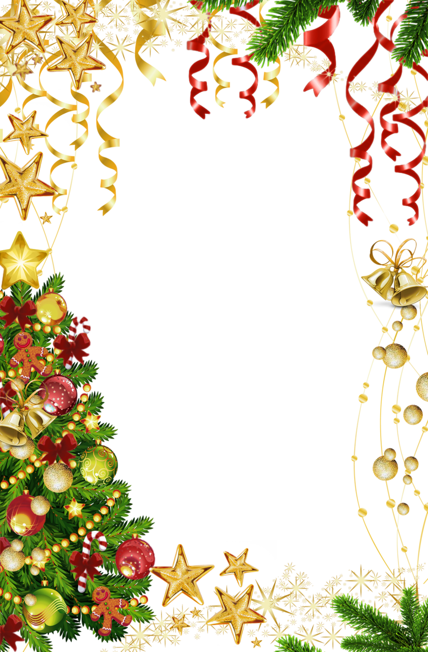 Christmas border photo frame with tree clipart