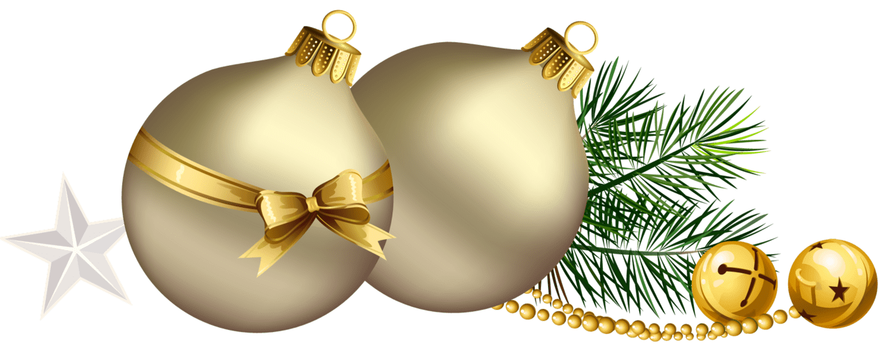 Christmas ornament balls with branch and star clipart picture