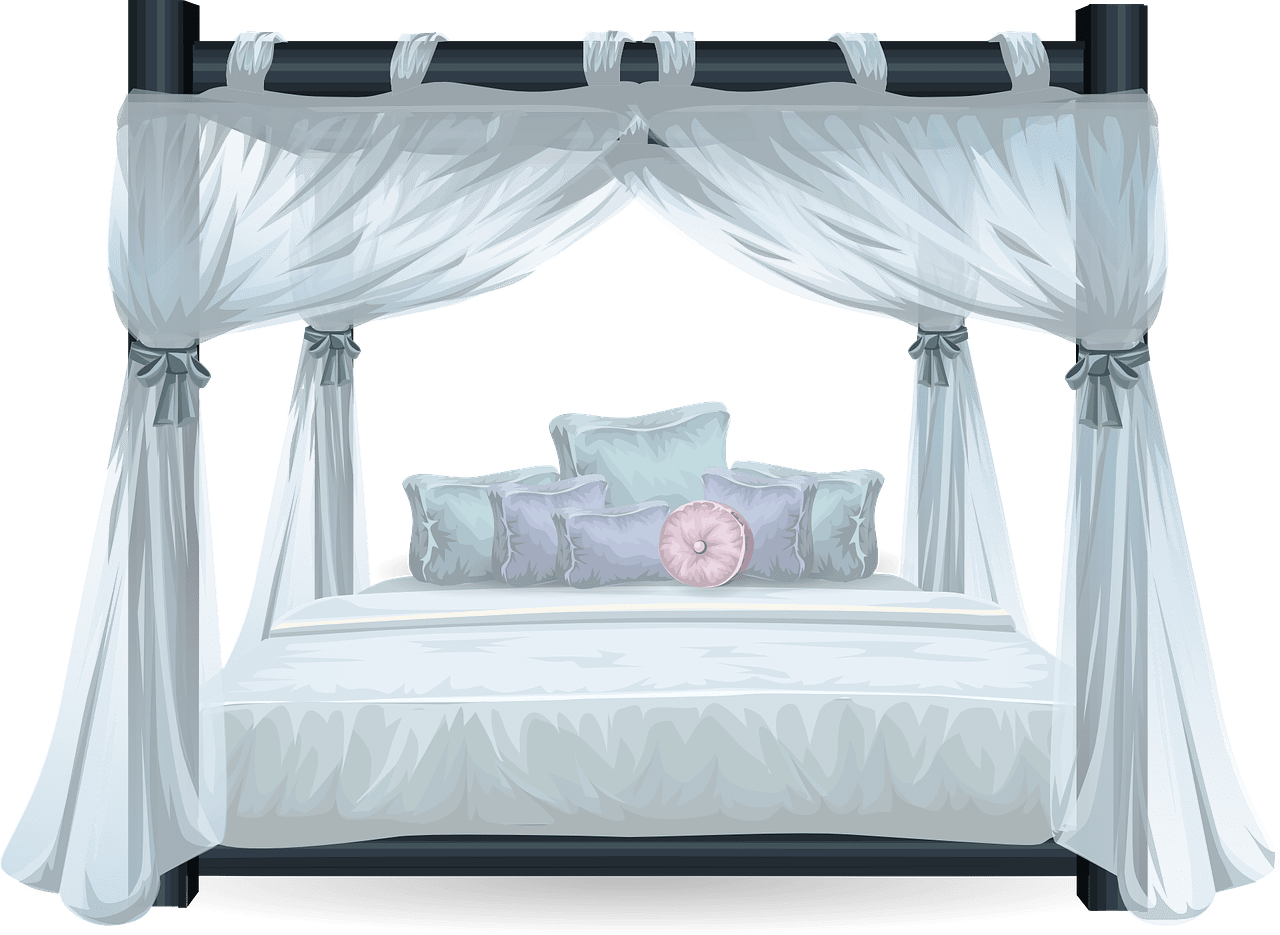 Bed four poster luxury vector graphic clipart