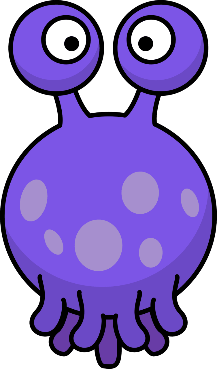 Octopus floating silly alien with tentacles clipart clip art