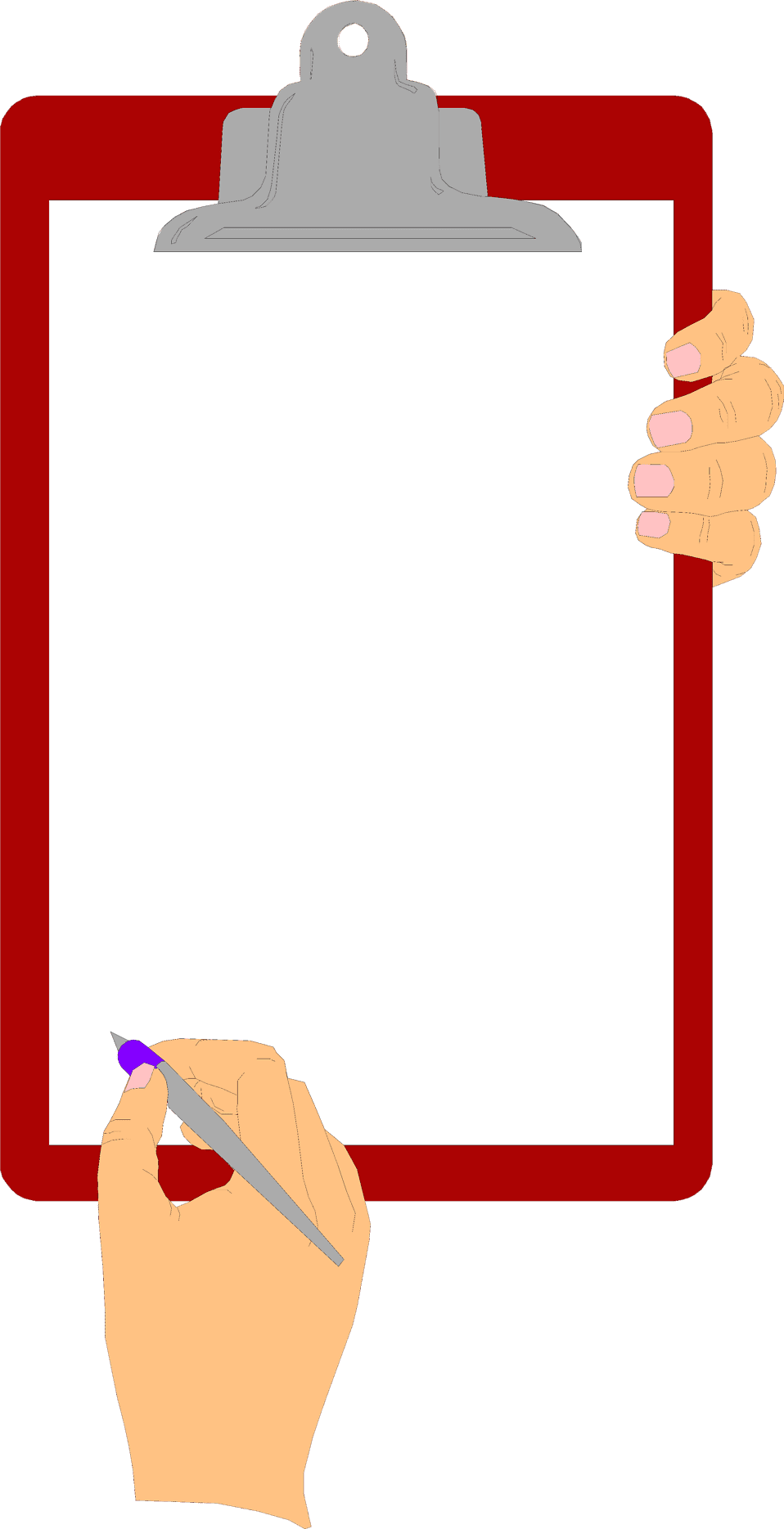 Clipboard photo of hand holding blank clipart