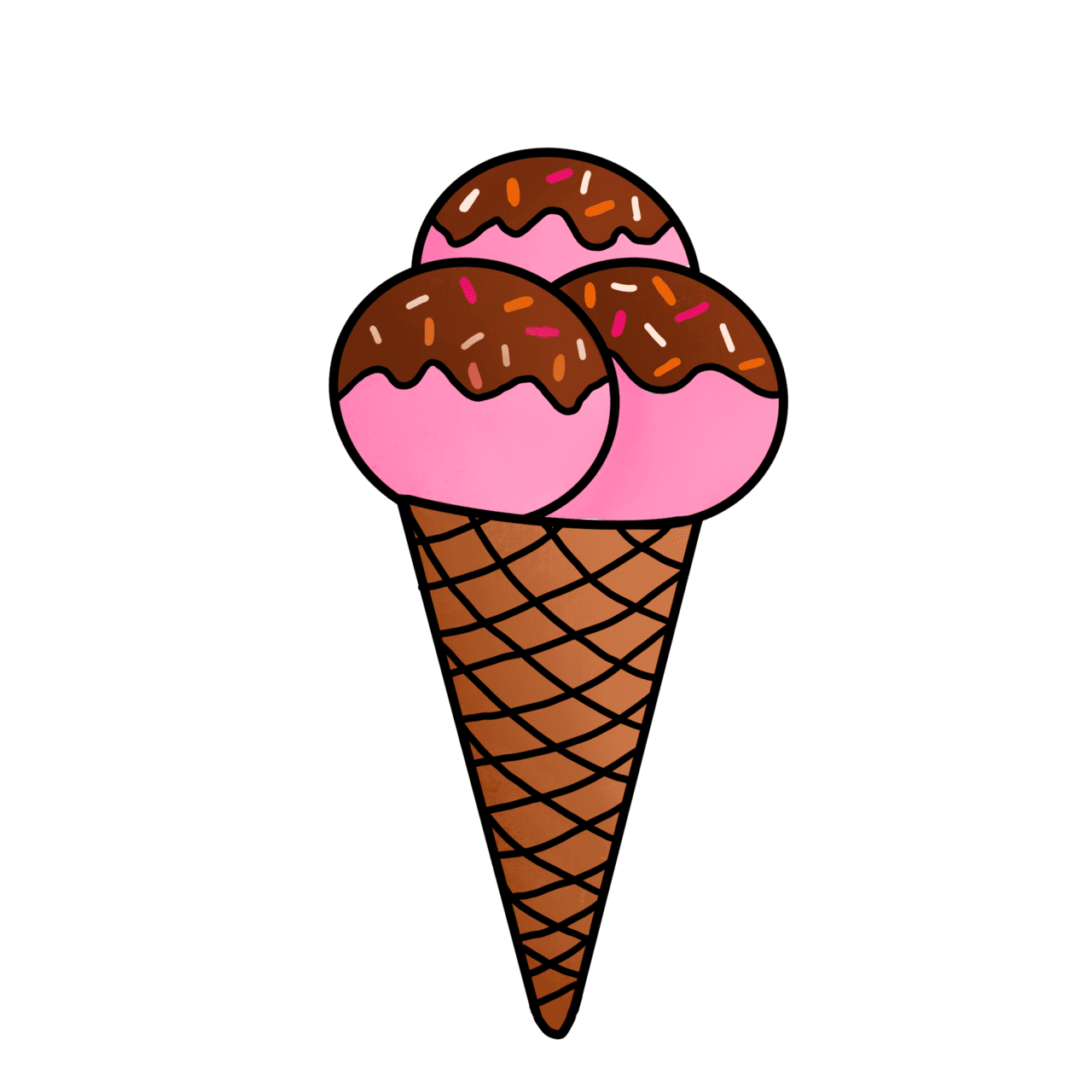 Strawberry ice cream flower drawing cute easy drawings clipart transparent