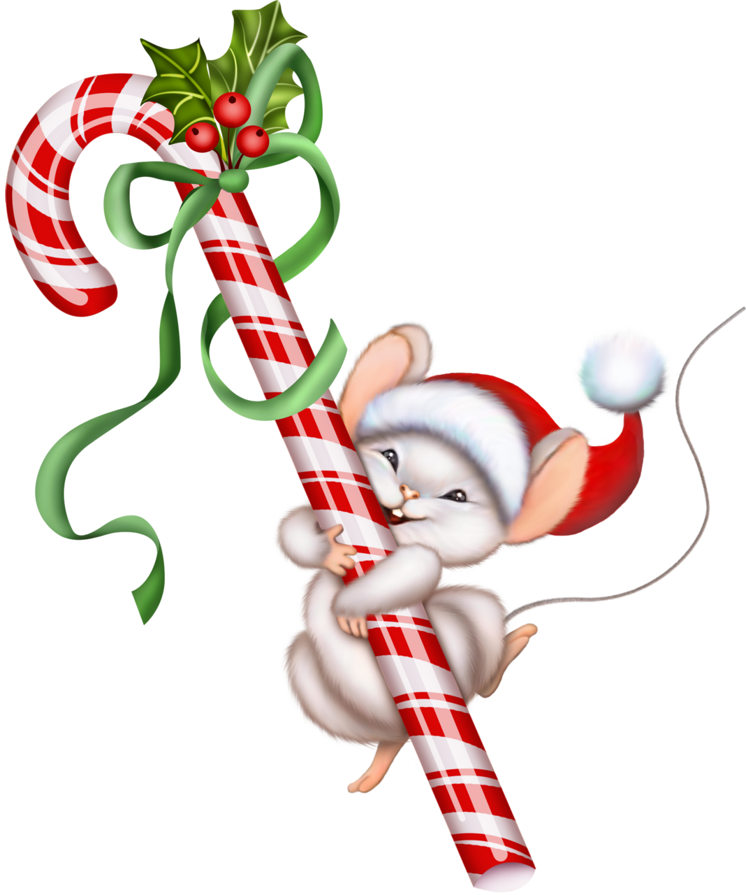 Christmas candy cane and mouse clipart background