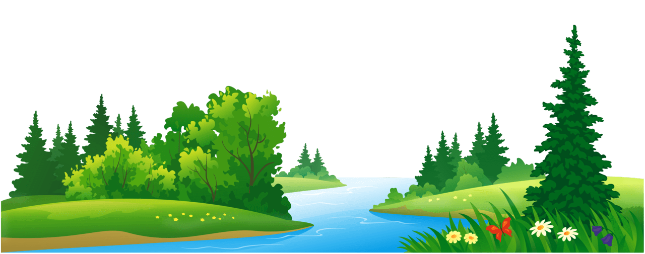 Mountain grass lake and trees clipart image