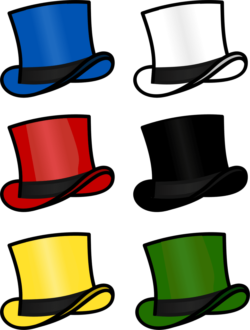 Six thinking hat clipart vector