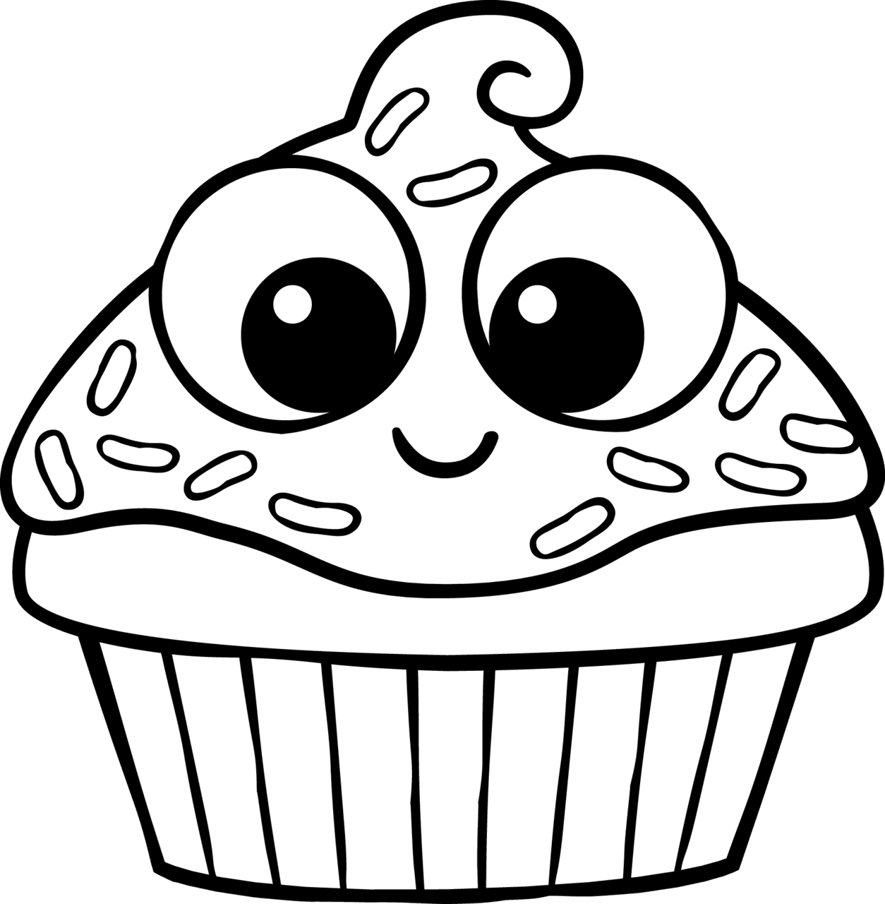 Cute cupcake coloring page clipart vector