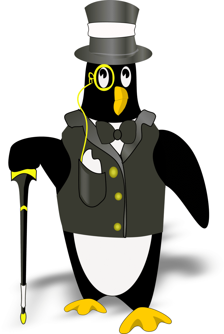 Penguin in tux bordered correctly clipart transparent