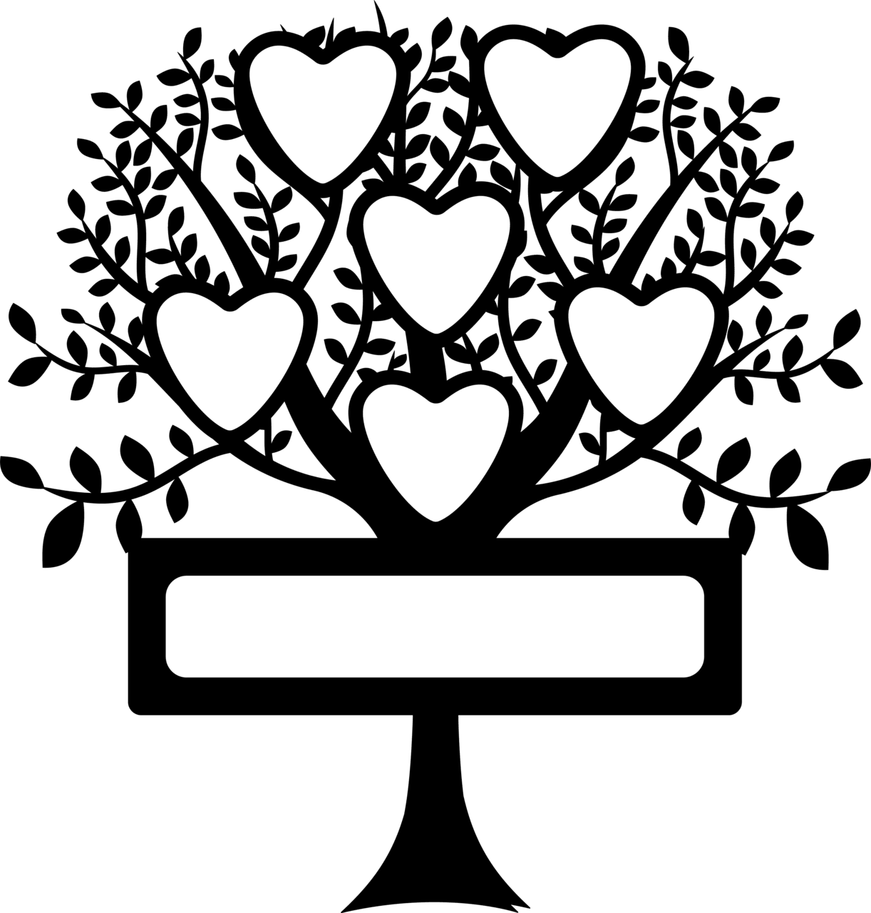 Heart black and white vinyl decal family tree cars laptops etc clipart vector