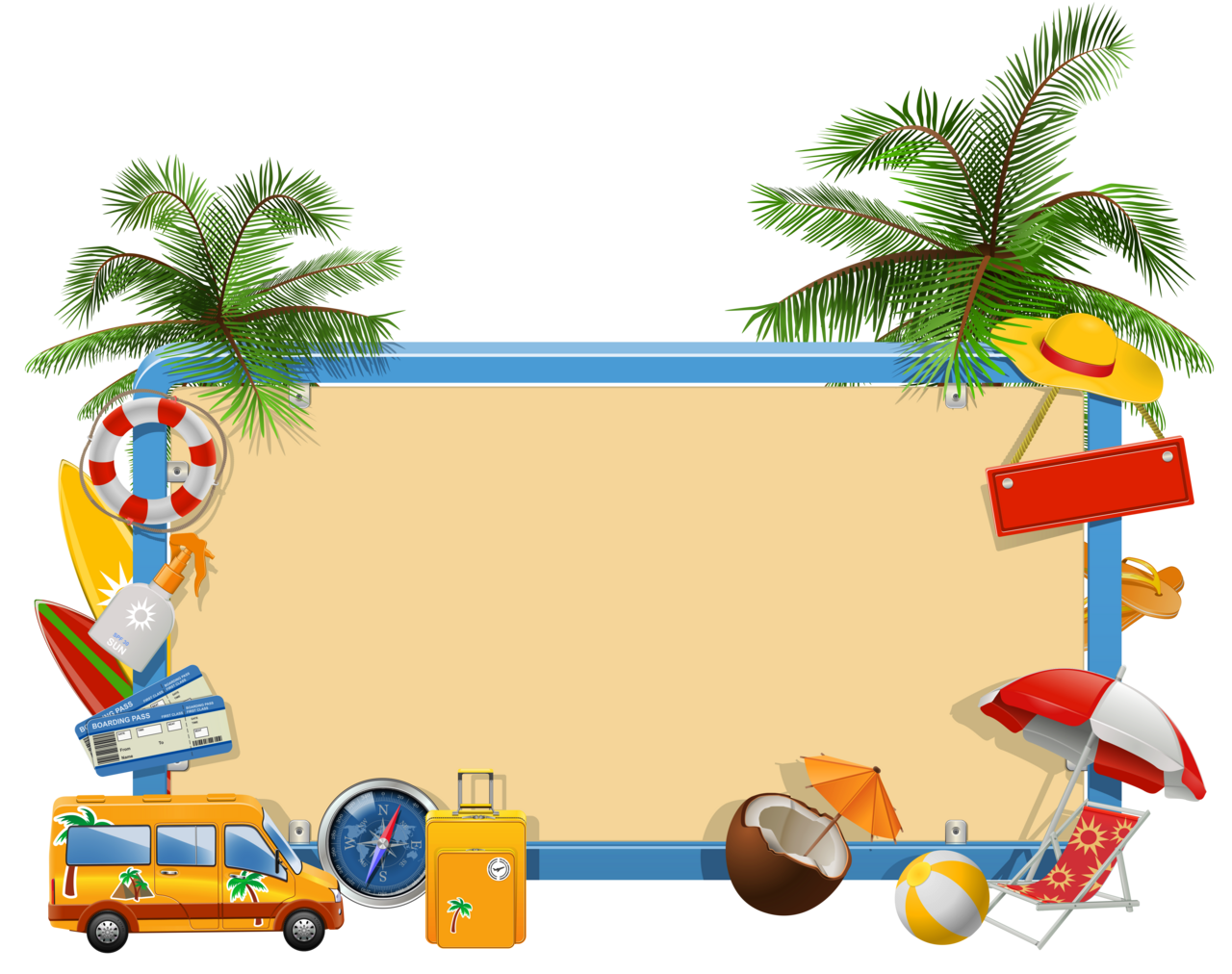 Palm tree summer vacation clipart picture