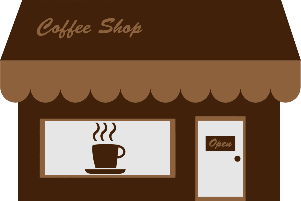 Coffee cup shop storefront clipart logo