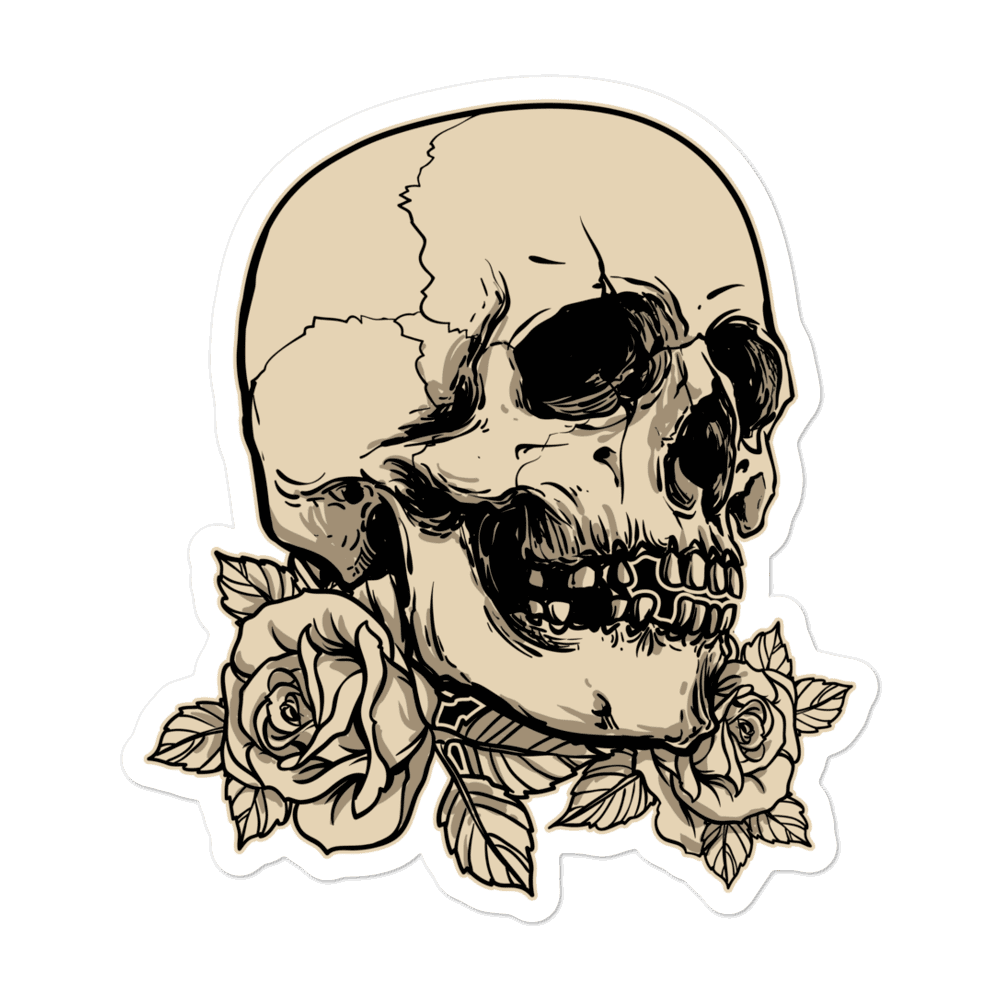 Rose skull sticker clipart vector