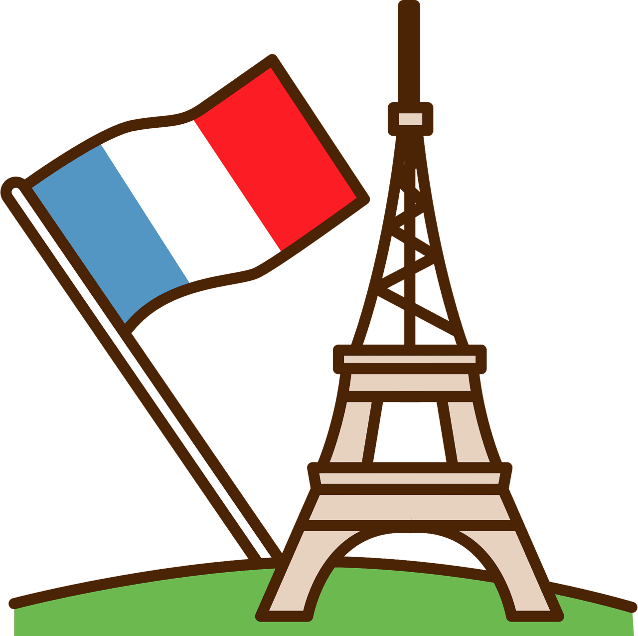 Eiffel tower and french flag vector clipart images creazilla